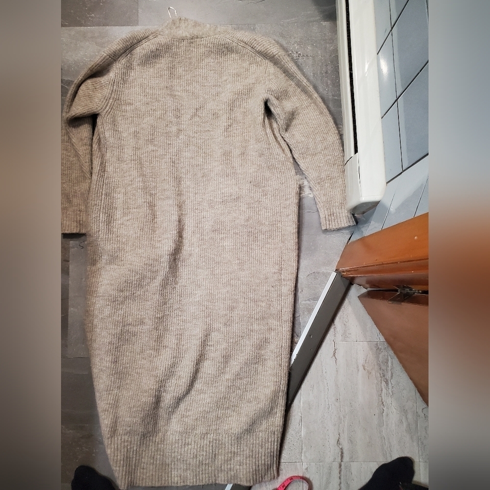 Just Female "Allow Maxi Cardigan". Open Front. Knit. Ribbed Parts. Wool, Alpaga. - Picture 4 of 13